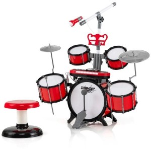 Būgnai vaikams su mikrofonu ir klavišiniu instrumentu