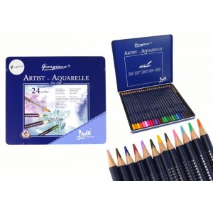 24 akvarelinių pieštukų rinkinys metalinėje dėžutėje