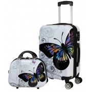 Vaikiškas lagaminas su ratukais + kosmetinė Butterfly