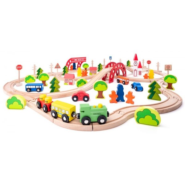 Medinė traukinio trasa su tiltu 90 el.