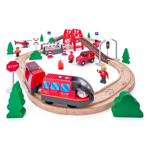 Medinė traukinio trasa su ugniagesių tarnyba 60 el.