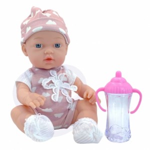 Lėlė kūdikis su rūbeliais ir buteliuku 36 cm.