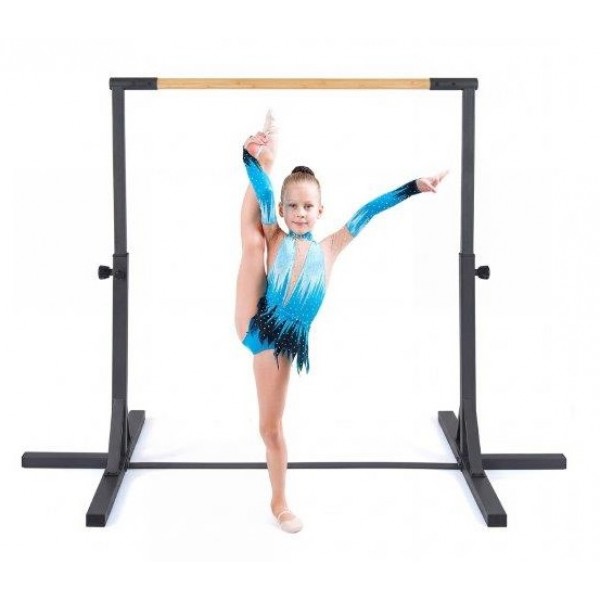 Gimnastikos skersinis vaikams su 12 aukščio reguliavimo padėčių nuo 85 iki 145 cm