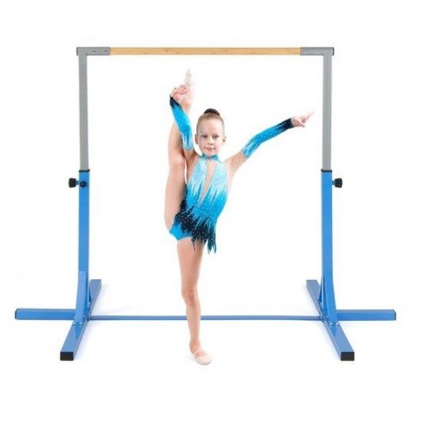 Gimnastikos skersinis vaikams su 12 aukščio reguliavimo padėčių nuo 85 iki 145 cm