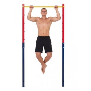 Prisitraukimų skersinis, reguliuojamo aukščio, 80–172 cm, cinkuoto plieno, iki 110 kg (Raudonas/Mėlynas)