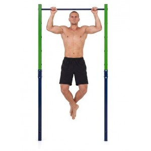 Prisitraukimų skersinis, reguliuojamo aukščio, 80–172 cm, cinkuoto plieno, iki 110 kg (Mėlynas/Žalias)
