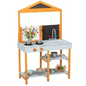 Vaikų lauko purvo žaidimų virtuvėlė su virykle, nuimama kriaukle, lentynomis, 3-8 metų vaikams